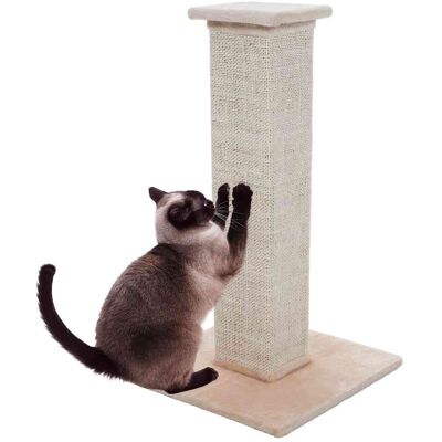 PetMaker - Cat Scratching Post with Carpeted Base 27.75-Inch Sisal Fabric Scratcher Furniture Scratching Deterrent for Indoor Cats - Beige PetMaker - Cat Scratching Post with Carpeted Base 27.75-Inch Sisal Fabric Scratcher Furniture Scratching Deterrent for Indoor Cats - Beige