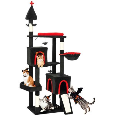 Pawhut - Cat Tree, 80" Multi-Level Large Cat Tower for Multiple Indoor Kittens, w/2 Condos, 2 Perches, 2 Hammocks, 6 Sisal Posts - Black Pawhut - Cat Tree, 80" Multi-Level Large Cat Tower for Multiple Indoor Kittens, w/2 Condos, 2 Perches, 2 Hammocks, 6 Sisal Posts - Black