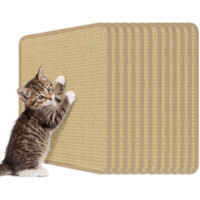 Gymax - 12-Piece Cat Scratcher Mat Set 16''x12'' Natural Sisal Pads for Indoor Cats - Yellow Gymax - 12-Piece Cat Scratcher Mat Set 16''x12'' Natural Sisal Pads for Indoor Cats - Yellow