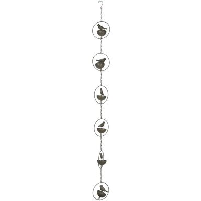 Mayrich Company - 65 Inch Dark Bird Bowl Metal Rain Chain Decorative Patio Accent Garden Art - Brown Mayrich Company - 65 Inch Dark Bird Bowl Metal Rain Chain Decorative Patio Accent Garden Art - Brown