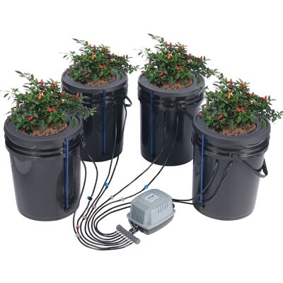 VEVOR - DWC Hydroponics Grow System, Hydroponic Growing System with Top Drip Kit, Deep Water Culture 5-Gallon 4 Buckets - Black VEVOR - DWC Hydroponics Grow System, Hydroponic Growing System with Top Drip Kit, Deep Water Culture 5-Gallon 4 Buckets - Black