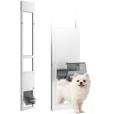 VEVOR - Dog Door for Sliding Glass Door, 75 7/8" to 80 11/16" Adjustable Height, Aluminum Alloy Frame with Flap, Rotating Hinge - White VEVOR - Dog Door for Sliding Glass Door, 75 7/8" to 80 11/16" Adjustable Height, Aluminum Alloy Frame with Flap, Rotating Hinge - White