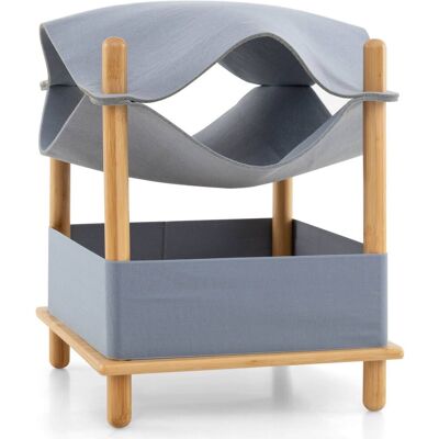 Costway - 2-Tier Wooden Cat House Modern Cat Tree w/ Storage Space Small Pet Furniture for Indoor Kittens - Natural,Gray Costway - 2-Tier Wooden Cat House Modern Cat Tree w/ Storage Space Small Pet Furniture for Indoor Kittens - Natural,Gray