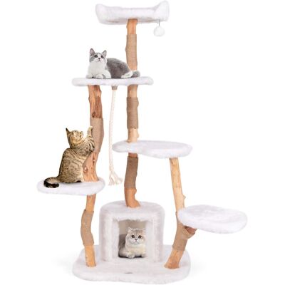 Costway - 66" Tall Solid Wood Cat Tree with Perch Condo Jute Scratching Posts Sisal Rope - Beige Costway - 66" Tall Solid Wood Cat Tree with Perch Condo Jute Scratching Posts Sisal Rope - Beige