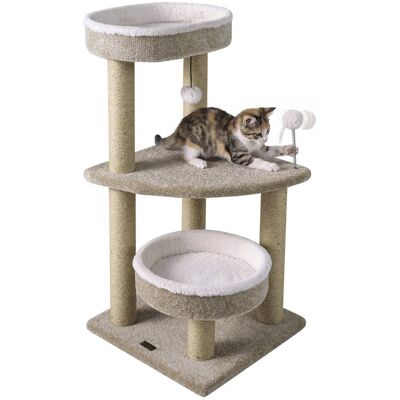 Gymax - Carpeted Cat Tree 36'' Cat Tower w/ Comfy Plush Perches Scratching Posts Gymax - Carpeted Cat Tree 36'' Cat Tower w/ Comfy Plush Perches Scratching Posts