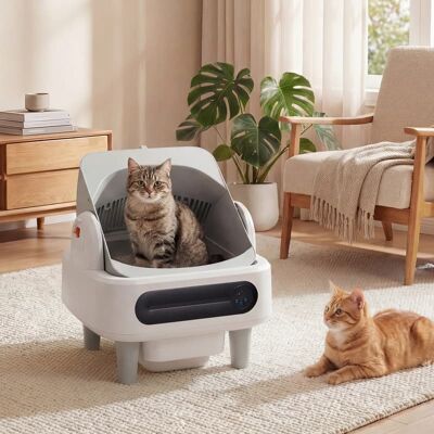 U-HOMY - Self-Cleaning Cat Litter Box – Open Top, App Control, 11L, Bio-Radar & Gravity Sensor – 2.4G/5G WiFi - White U-HOMY - Self-Cleaning Cat Litter Box – Open Top, App Control, 11L, Bio-Radar & Gravity Sensor – 2.4G/5G WiFi - White