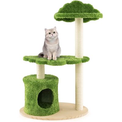 Gymax - 38'' Cute Cat Tree Cat Condo Furniture w/ Fully Wrapped Sisal Scratching Posts Gymax - 38'' Cute Cat Tree Cat Condo Furniture w/ Fully Wrapped Sisal Scratching Posts