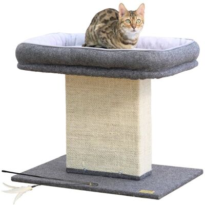 Catry - Mellow 2-Level 19" Cat Perch with Replaceable Parts, Washable Bed - Grey Catry - Mellow 2-Level 19" Cat Perch with Replaceable Parts, Washable Bed - Grey