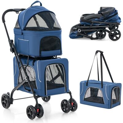Costway - Double Pet Stroller for 2 Dogs or Cats w/ 2 Detachable Carriers Safety Belt Costway - Double Pet Stroller for 2 Dogs or Cats w/ 2 Detachable Carriers Safety Belt