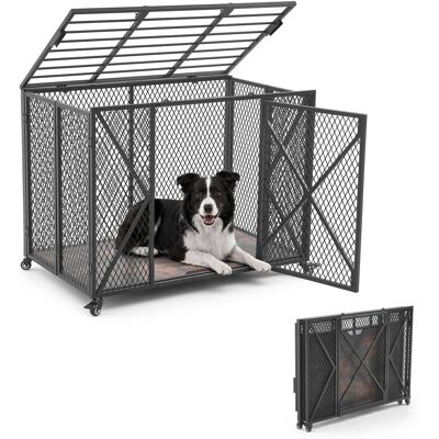 VEVOR - 38 Inch Heavy Duty Dog Crate, Max Load 250 lbs, Foldable Indestructible Escape-Proof Dog Kennel Indoor for High Anxiety - Black VEVOR - 38 Inch Heavy Duty Dog Crate, Max Load 250 lbs, Foldable Indestructible Escape-Proof Dog Kennel Indoor for High Anxiety - Black