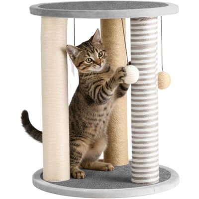 PetMaker - Cat Scratching Post Tower for Kittens & Small to Medium Cats with Carpeted Base, Perch, Toys 3 Sisal Rope Scratchers - Gray PetMaker - Cat Scratching Post Tower for Kittens & Small to Medium Cats with Carpeted Base, Perch, Toys 3 Sisal Rope Scratchers - Gray