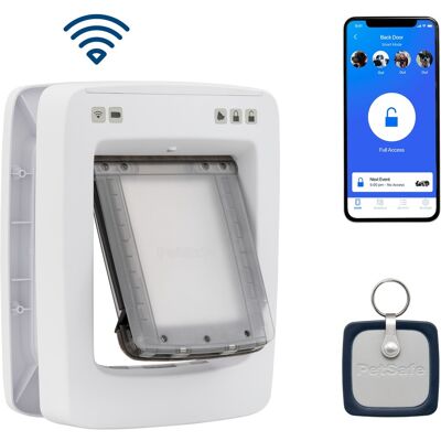 PetSafe - SmartDoor Connected Pet Door, Dog and Cat, Selective Entry and Exit, App Enabled Pet Door, Smartphone Controlled, Medium - White PetSafe - SmartDoor Connected Pet Door, Dog and Cat, Selective Entry and Exit, App Enabled Pet Door, Smartphone Controlled, Medium - White