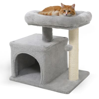 Gymax - 19.5'' Small Cat Tree w/Large Padded Plush Perch Condo Sisal Scratching Posts Light Grye Gymax - 19.5'' Small Cat Tree w/Large Padded Plush Perch Condo Sisal Scratching Posts Light Grye