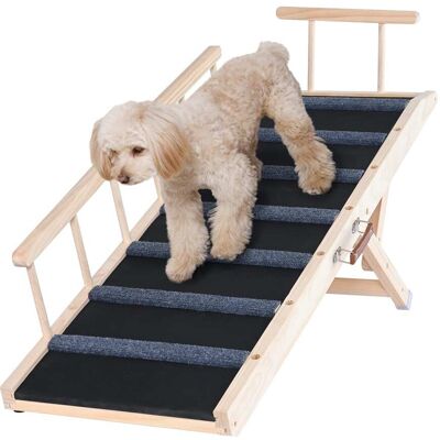 VEVOR - Dog Ramp, Folding Pet Ramp for Bed, Adjustable Dog Ramp for Small, Large, Old Dogs & Cats, Wooden - Beige color VEVOR - Dog Ramp, Folding Pet Ramp for Bed, Adjustable Dog Ramp for Small, Large, Old Dogs & Cats, Wooden - Beige color