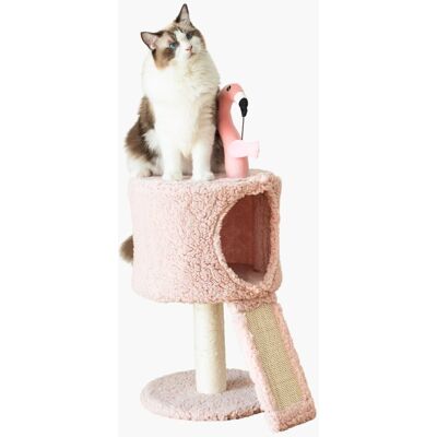 Catry - Flamingo 29" Cat Tree with Replaceable Posts, Sisal Scratching Ramp - Pink Catry - Flamingo 29" Cat Tree with Replaceable Posts, Sisal Scratching Ramp - Pink