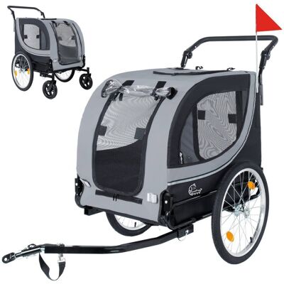 JUJABU - 2-in-1 Foldable Pet Carrier Cart for Dogs up to 100lbs with Breathable Mesh and PVC Rain Cover, Gray JUJABU - 2-in-1 Foldable Pet Carrier Cart for Dogs up to 100lbs with Breathable Mesh and PVC Rain Cover, Gray