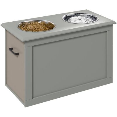 Pawhut - Raised Pet Feeding Storage Station with 2 Stainless Steel Bowls Base for Large Dogs and Other Large Pets - Gray Pawhut - Raised Pet Feeding Storage Station with 2 Stainless Steel Bowls Base for Large Dogs and Other Large Pets - Gray