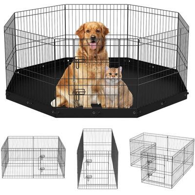 VEVOR - Dog Playpen, 8 Panels Foldable Metal Dog Exercise Pen with Bottom Pad, 24" H Pet Fence Puppy Crate Kennel VEVOR - Dog Playpen, 8 Panels Foldable Metal Dog Exercise Pen with Bottom Pad, 24" H Pet Fence Puppy Crate Kennel