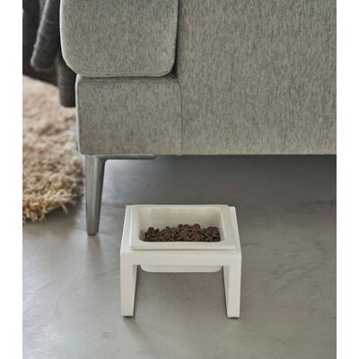 Yamazaki Home - Single Pet Food Bowl - Tall - Steel + Ceramic - White Yamazaki Home - Single Pet Food Bowl - Tall - Steel + Ceramic - White