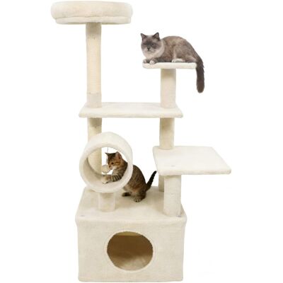 Gymax - 48'' Tall Cat Tree w/ Large Condo Padded Top Perch Jute Scratching Post Tunnel Beige Gymax - 48'' Tall Cat Tree w/ Large Condo Padded Top Perch Jute Scratching Post Tunnel Beige
