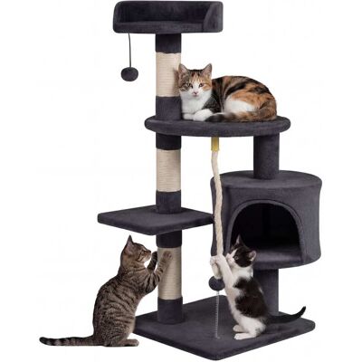 Gymax - Cat Tree 36'' Cat Tower w/CondoTop Perch Sisal Scratching Posts & Hanging Rope Dark Gray Gymax - Cat Tree 36'' Cat Tower w/CondoTop Perch Sisal Scratching Posts & Hanging Rope Dark Gray