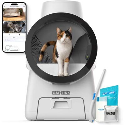 CatLink - Scoop Robot Pro Smart Self-Cleaning Litter Box AI Health Monitor Odor Control Multi-Cat - White, With Auto Refiller Set CatLink - Scoop Robot Pro Smart Self-Cleaning Litter Box AI Health Monitor Odor Control Multi-Cat - White, With Auto Refiller Set