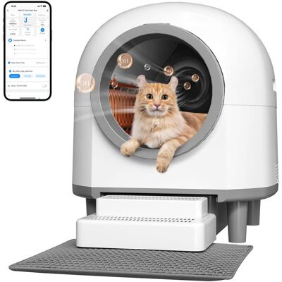 Syedee - Self Cleaning Cat Litter Box Extra Large Automatic Litter Box for Multiple Cats with Mat - White Syedee - Self Cleaning Cat Litter Box Extra Large Automatic Litter Box for Multiple Cats with Mat - White