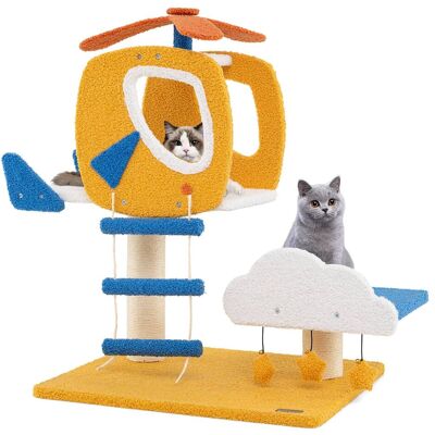 Gymax - Aviation-themed Cat Tree for Indoor Cats w/ Helicopter Top Perch Scratching Post - GYM15339 Gymax - Aviation-themed Cat Tree for Indoor Cats w/ Helicopter Top Perch Scratching Post - GYM15339