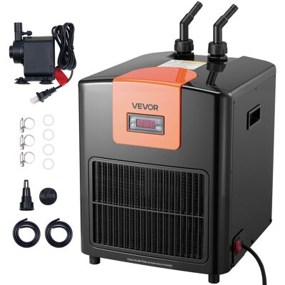 VEVOR - Aquarium Chiller 92 Gallon, 1/4 HP Water Chiller for Hydroponics, Fast Cooling for Fish Tank, Axolotl, Coral Reef - Black VEVOR - Aquarium Chiller 92 Gallon, 1/4 HP Water Chiller for Hydroponics, Fast Cooling for Fish Tank, Axolotl, Coral Reef - Black