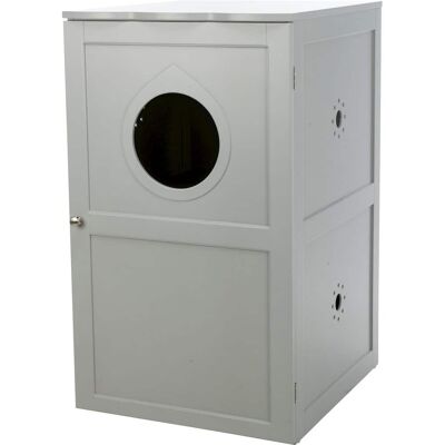 TRIXIE - 2-Story Cat Litter Box Enclosure Hidden Litter Indoor Cat Furniture Accent Table - Gray TRIXIE - 2-Story Cat Litter Box Enclosure Hidden Litter Indoor Cat Furniture Accent Table - Gray
