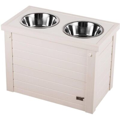 New Age Pet - ECOFLEX Piedmont 2-Bowl Diner with Sliding Lid Storage Bin - Antique White New Age Pet - ECOFLEX Piedmont 2-Bowl Diner with Sliding Lid Storage Bin - Antique White