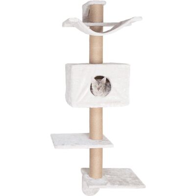TRIXIE - Dayna Jute & Plush 5-Level 60" Wall Mount Cat Tree w-Scratching Post & Condo - Light Gray-Greige TRIXIE - Dayna Jute & Plush 5-Level 60" Wall Mount Cat Tree w-Scratching Post & Condo - Light Gray-Greige