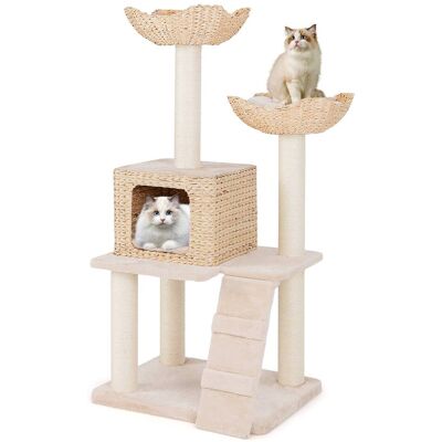 Gymax - 48'' Cattail Cat Tower w/ Sisal Scratching Posts Perch Condo Basket Bed Ladder - GYM15021 Gymax - 48'' Cattail Cat Tower w/ Sisal Scratching Posts Perch Condo Basket Bed Ladder - GYM15021