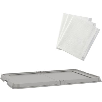 Pawhut - Pad Holder Foldable Dog Litter Box with 3 Disposable Pads - Gray Pawhut - Pad Holder Foldable Dog Litter Box with 3 Disposable Pads - Gray
