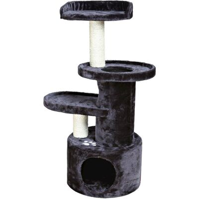 TRIXIE - Oviedo Plush 3-Level Cat Tree with Sisal Scratching Posts, Condo & Tunnel - Dark Gray TRIXIE - Oviedo Plush 3-Level Cat Tree with Sisal Scratching Posts, Condo & Tunnel - Dark Gray