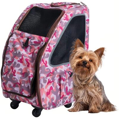 Petique - 5-in-1 Ventilated Carrier Bag for Small Pets - Pink Camo Petique - 5-in-1 Ventilated Carrier Bag for Small Pets - Pink Camo