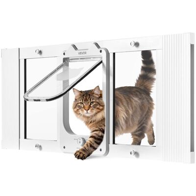 VEVOR - Cat Door for Window, Adjustable to Fit Window Width 31"-36", 4 Secure Lock Modes, Aluminum Frame and High-Transparency VEVOR - Cat Door for Window, Adjustable to Fit Window Width 31"-36", 4 Secure Lock Modes, Aluminum Frame and High-Transparency