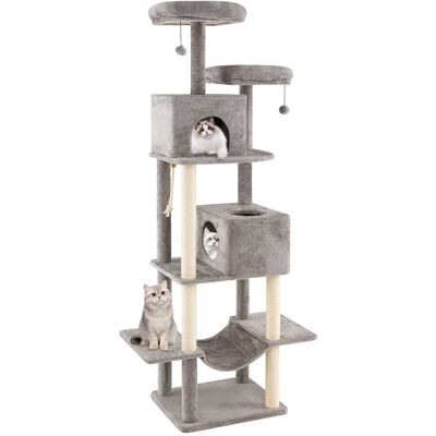 Gymax - 81'' Large Cat Tree for Indoor Cats Multi-level Kitty Climbing Tower w/ 2 Condos - Gray Gymax - 81'' Large Cat Tree for Indoor Cats Multi-level Kitty Climbing Tower w/ 2 Condos - Gray