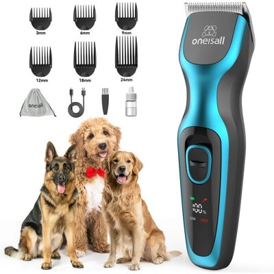 Oneisall - 2000mAh Wireless Dog Clipper Paw Trimmer For Full Body Grooming Tool With Adjustable Speed,LED Screen,6 Combs,1 Pouch Oneisall - 2000mAh Wireless Dog Clipper Paw Trimmer For Full Body Grooming Tool With Adjustable Speed,LED Screen,6 Combs,1 Pouch