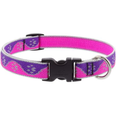LupinePet - Reflective Paws Nylon Dog Adjustable Collar - Pink LupinePet - Reflective Paws Nylon Dog Adjustable Collar - Pink