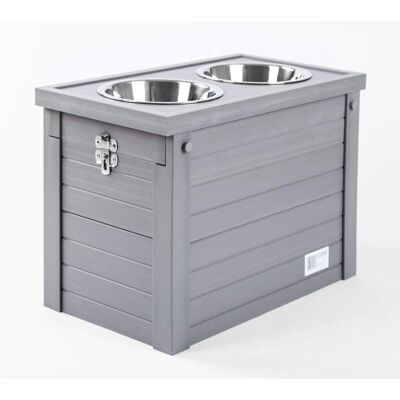 New Age Pet - ECOFLEX Piedmont 2-Bowl Diner with Sliding Lid Storage Bin -Grey - Gray New Age Pet - ECOFLEX Piedmont 2-Bowl Diner with Sliding Lid Storage Bin -Grey - Gray