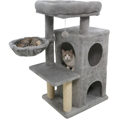 Gymax - 33.5'' Cat Tree w/ 2-Tier Condo Padded Plush Top Perch Sisal Scratching Posts Light Gray Gymax - 33.5'' Cat Tree w/ 2-Tier Condo Padded Plush Top Perch Sisal Scratching Posts Light Gray