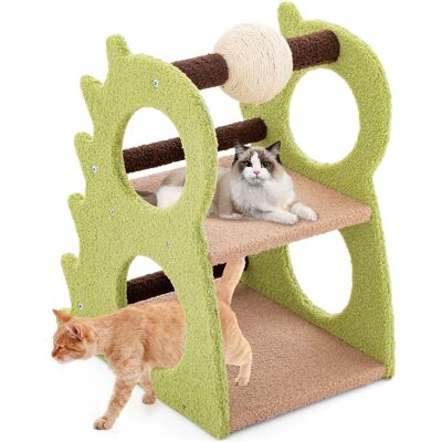 Gymax - 2-Tier Dinosaur Cat Tree Tower w/ Rotating Scratching Sisal Ball Climbing Rods Gymax - 2-Tier Dinosaur Cat Tree Tower w/ Rotating Scratching Sisal Ball Climbing Rods