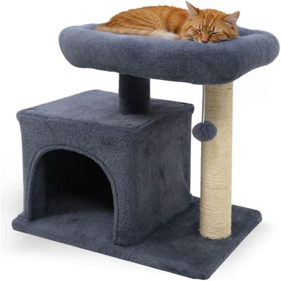 Gymax - 19.5'' Small Cat Tree w/Large Padded Plush Perch Condo Sisal Scratching Posts Dark Grey - Gray Gymax - 19.5'' Small Cat Tree w/Large Padded Plush Perch Condo Sisal Scratching Posts Dark Grey - Gray