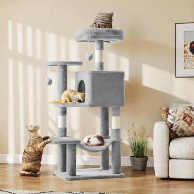 Bestier - 44 inch Cat Tree Tower, Multi-Cat Climbing Tower with, Natural Sisal Scratching Posts, Extended Platform, Hammock - Light Gray Bestier - 44 inch Cat Tree Tower, Multi-Cat Climbing Tower with, Natural Sisal Scratching Posts, Extended Platform, Hammock - Light Gray