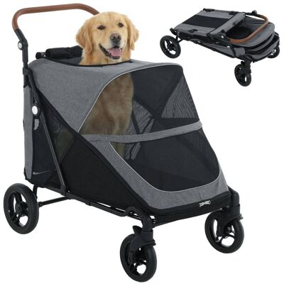 Pawhut - Stroller for Large Dogs Up to 66 LBS with All-Terrain Spring Suspension - Gray Pawhut - Stroller for Large Dogs Up to 66 LBS with All-Terrain Spring Suspension - Gray