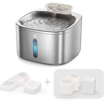 Oneisall - 3.5L 118oz Corded Automatic Cat Water Fountain Food Grade Plug-in Stainless Steel Pet Water Fountain with 11 Filters - Silver Oneisall - 3.5L 118oz Corded Automatic Cat Water Fountain Food Grade Plug-in Stainless Steel Pet Water Fountain with 11 Filters - Silver