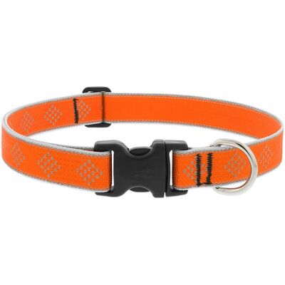 LupinePet - Reflective Diamond Nylon Dog Adjustable Collar - Orange LupinePet - Reflective Diamond Nylon Dog Adjustable Collar - Orange
