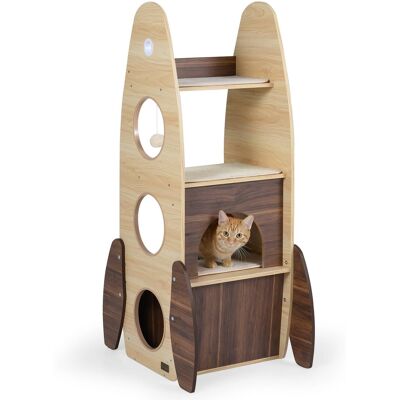 Gymax - 47'' Large Wooden Cat House w/ 2-Storey Condo Top Perch & Sisal Scratching Pad Gymax - 47'' Large Wooden Cat House w/ 2-Storey Condo Top Perch & Sisal Scratching Pad