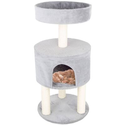 PetMaker - 4-Tier Round Cat Tower Large Kitty Condo, Napping Perch, and 4 Sisal Rope Scratching Posts Cat Tree for Indoor Cats - Gray PetMaker - 4-Tier Round Cat Tower Large Kitty Condo, Napping Perch, and 4 Sisal Rope Scratching Posts Cat Tree for Indoor Cats - Gray